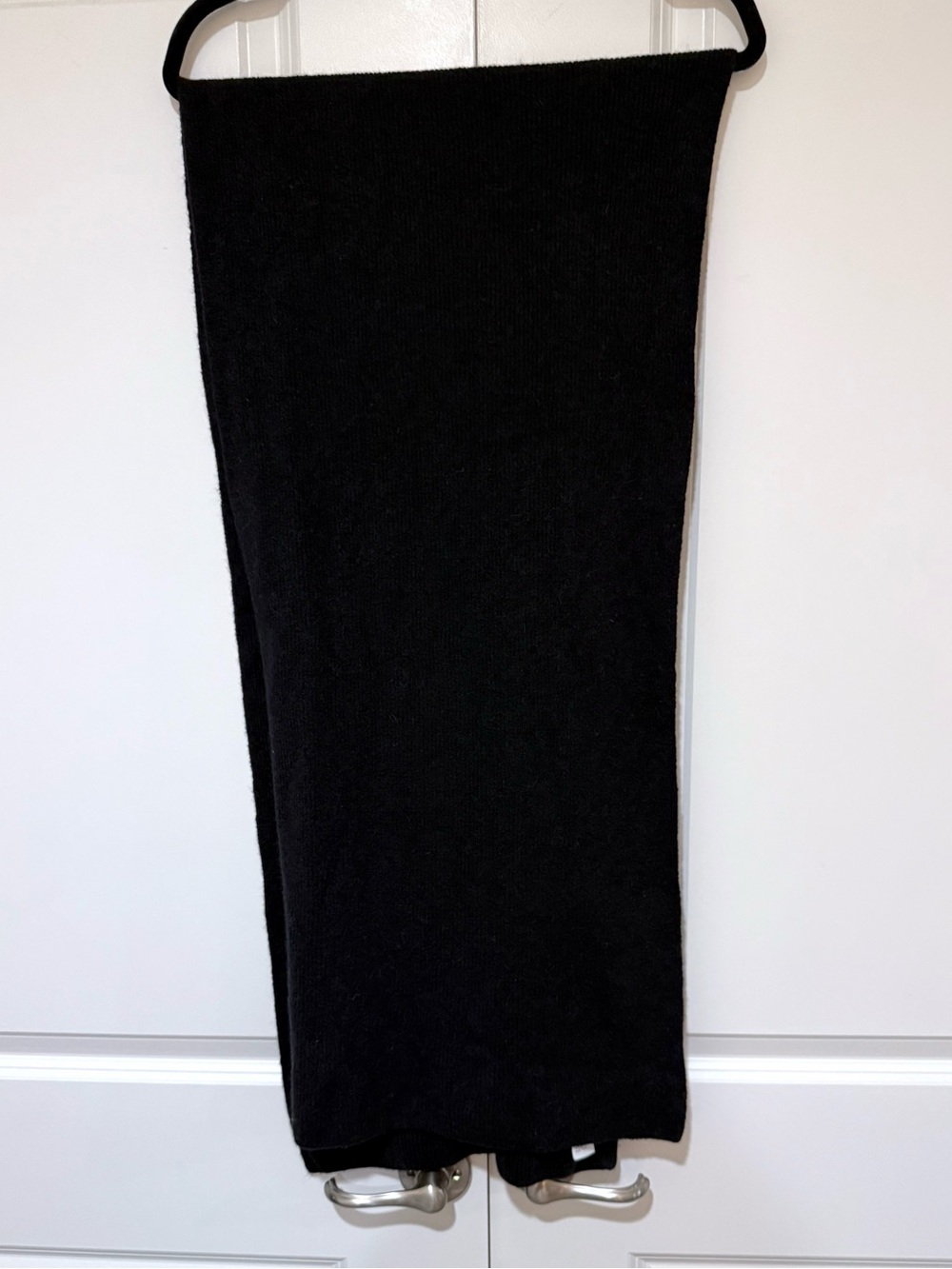 J. Crew Black Ribbed Knit Scarf in Supersoft Yarn Alpaca Wool Blend